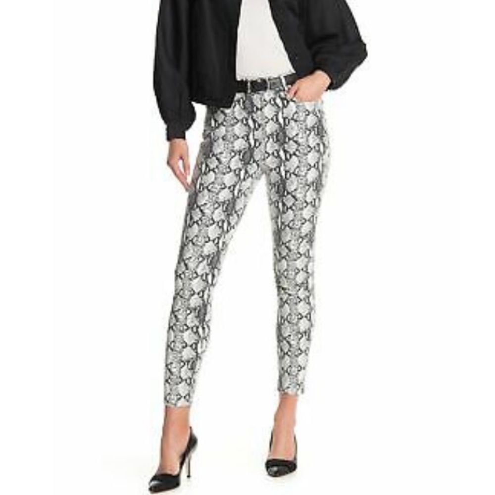 Frame All High Rise Cigarette Python Print Jeans